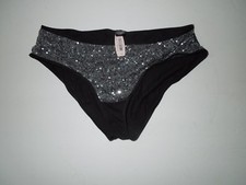 NWT Victoria's Secret Black Sequin Holiday "Best Gift" Hiphugger Panties Large
