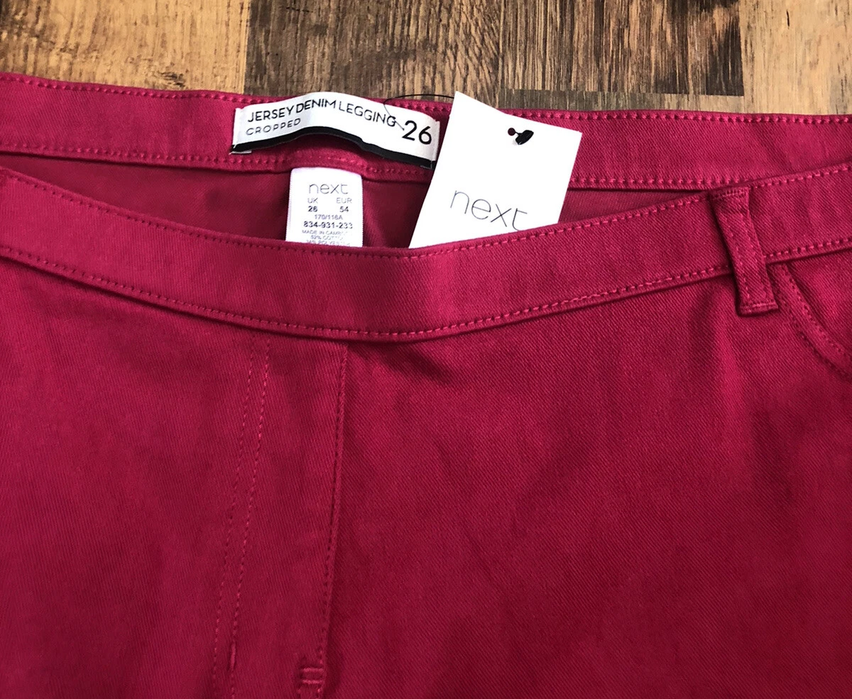 Next Pink Jersey Denim Leggings Size 26 BNWL