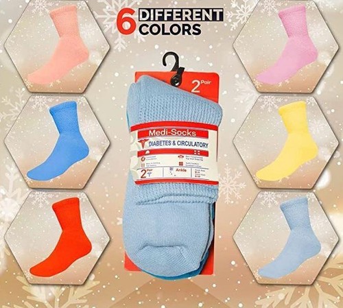 6 Pairs Women's Diabetic Ankle Sock Health Circulatory Cushion Cotton Size 9-11 - Picture 2 of 2