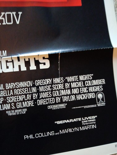 White Nights-Mikhail Baryshnikov- Gregory Hines- Vintage Movie Poster-47"x21" - Picture 3 of 9