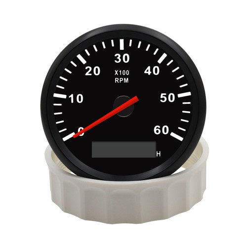 85MM Car Boat Marine Tachometer 0-6000 RPM Rev Counter Gauge With LED Hourmeter - Picture 12 of 15
