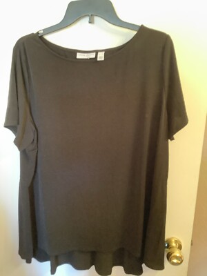 Susan Graver Black XL  Liquid Knit Top