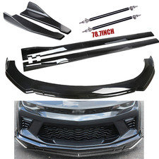 Front Rear Bumper Splitter Spoiler Kit Side Skirt Strut For Camro Glossy Black