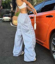 Women vintage Baggy Cargo Pants for Women Drawstring Elastic Low Waist