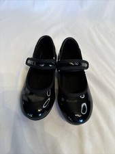 Black Patent Leather Tap Shoes Girls Size 10.5C GUC