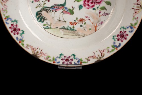 Antiker Famille Rose „Doppelpfau“ Teller, Exportporzellan, China, 18. Jh., Qing - Bild 4 von 9