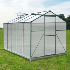 Greenhouse Aluminium Polycarbonate Green Frame Plant Growing 4x6/6x6/8x6/10x6FT