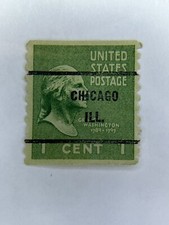 US Scott 839 Precancel Chicago George Washington Green 1c Stamp 1938 #839 Prexie