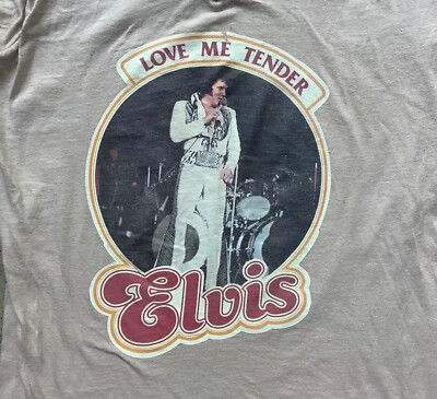 Vtg 70s Elvis Love Me Tender T Shirt Single Stitch Concert Iron On Band Tee XXS