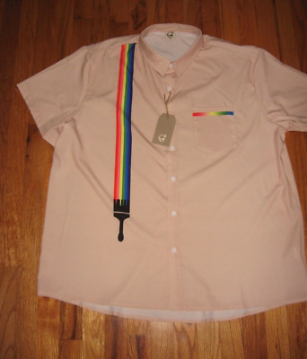 Rainbow Mens Shirt XXL Aloha Hawalili Short Sleeve NWT Charlie Sheen
