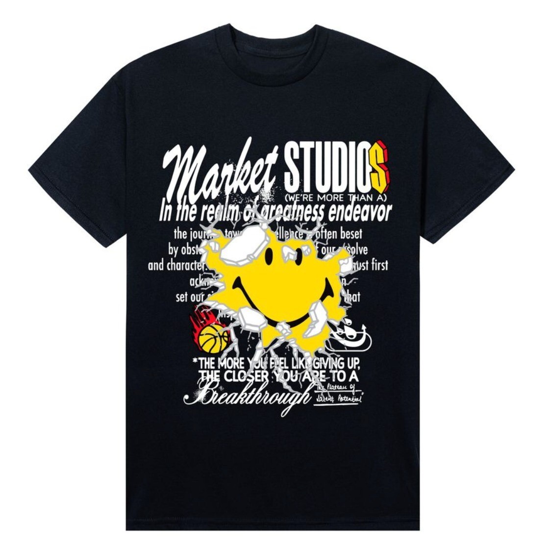 Brand New Mens Market Smiley Greatness T-shirt Black 4590₽