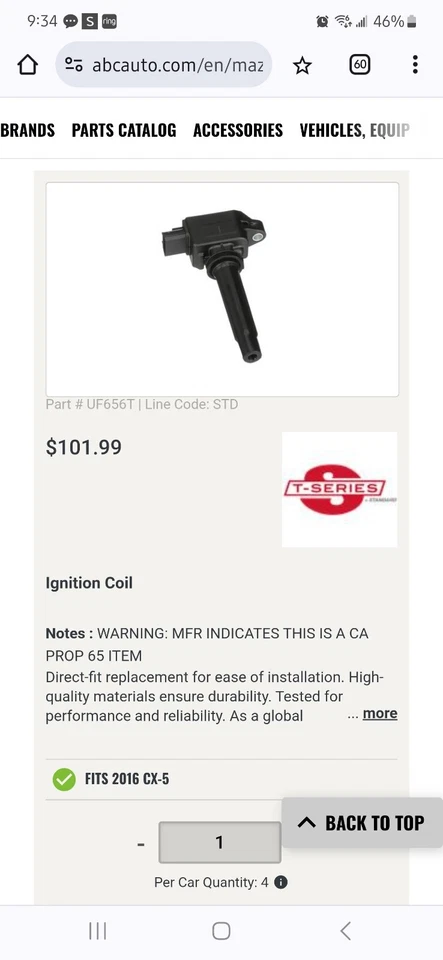 4 T Series Ignition Coils Cx5 Touring Mazda 2.5L - Image 4 of 4