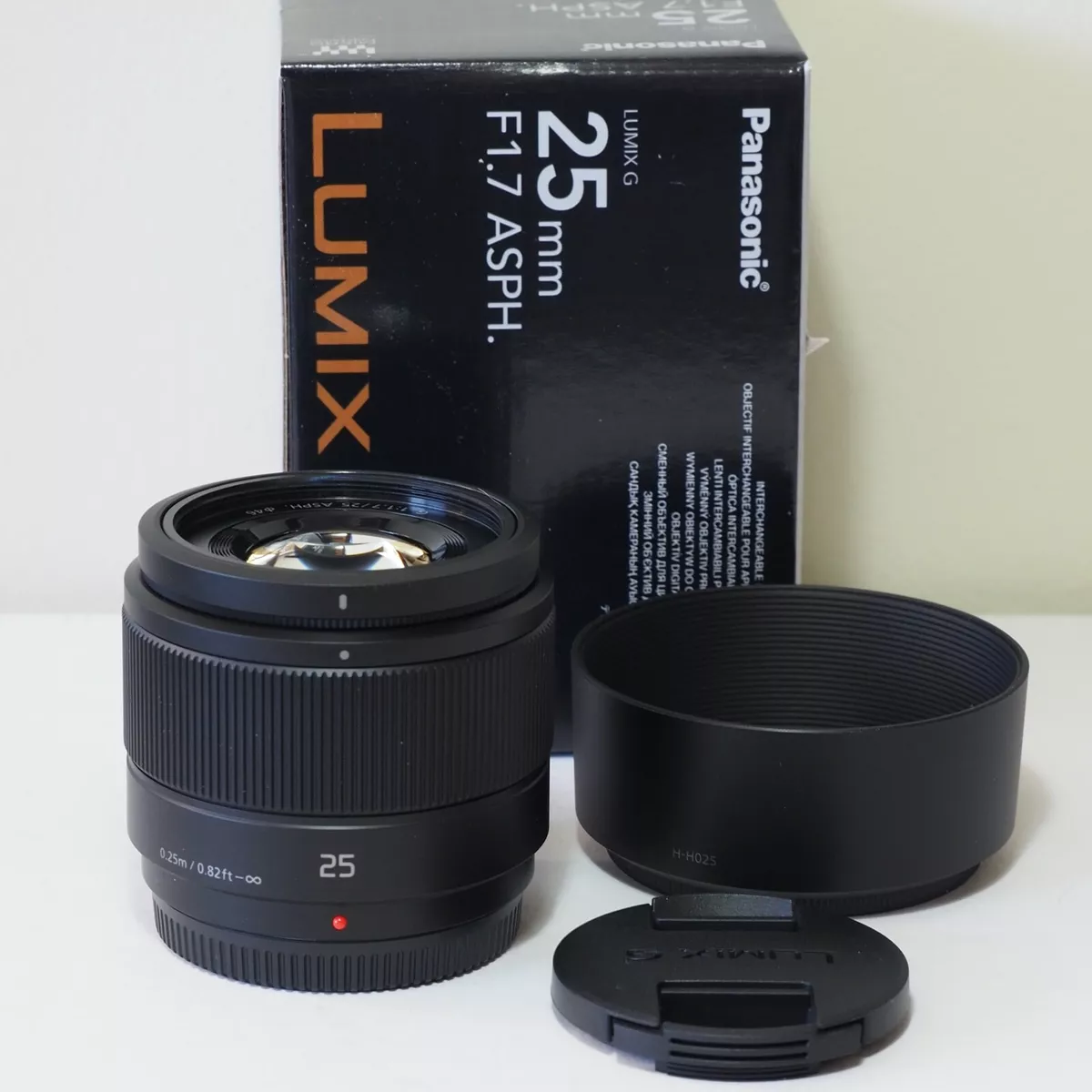 PANASONIC LUMIX G 25MM F1.7 ASPH PRIME LENS BLACK EXCELLENT OPEN