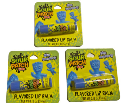 Sour Patch Kids Flavored Lip Balm Blue Raspberry Lot Of 3 In Box