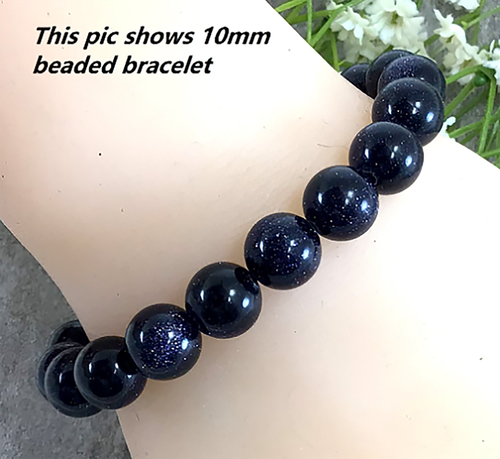 Pulsera elástica de piedra dorada azul piedra preciosa curativa 4 mm 6 mm 8 mm 10 mm 12 mm - Imagen 4 de 6