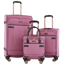 kensie Hudson Softside 3-Piece Spinner Luggage Set, MELLOW MAUVE