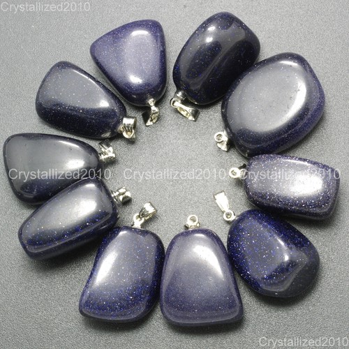 Natural Gemstones Free Formed Nugget Reiki Chakra Healing Pendant Charm Beads - Picture 13 of 22