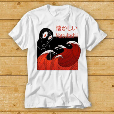 T-Shirt Nostalgie Natsukashii Japanese Calligraphy Great Wave Off Kanagawa 2400