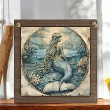 Mermaid Wood Hanging Sign - Nautical Decor - 2 Sizes - Small or Large