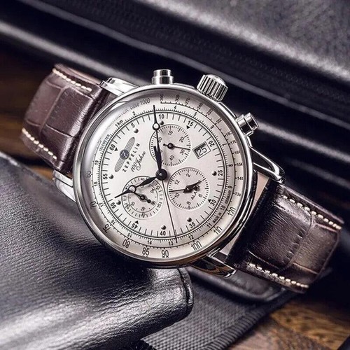 Mens Leather Band Fashion Luxury Zeppelin Airship Business Men Casual Watches - Picture 8 of 16