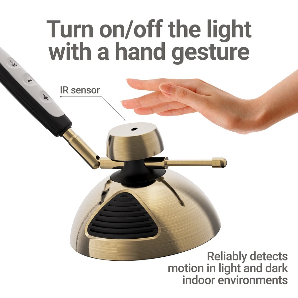 OTUS LED Desk Lamp Gesture Control - Brass/Gold 10W for Home Office - Image 2 of 4
