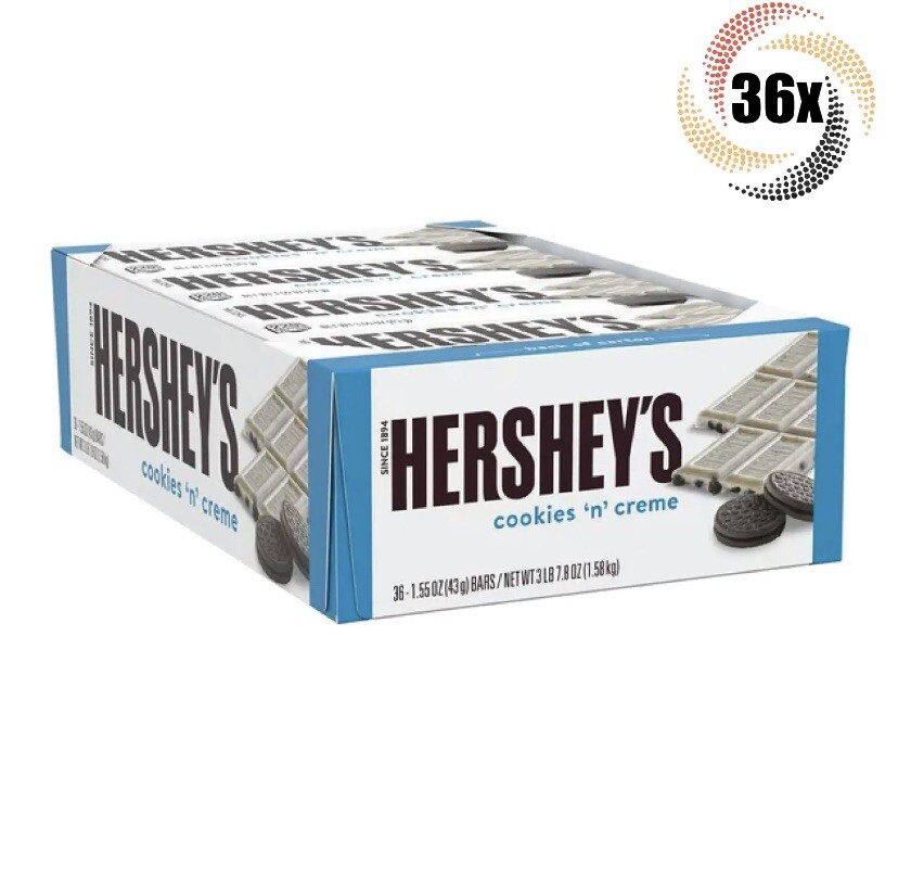 Full Box 36x Bars Hershey's Cookies 'N' Creme White Chocolate
