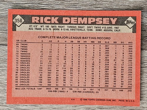 1986 Topps Baseball Pick A Card #208-#408 - Picture 271 of 359