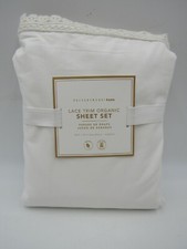 Pottery Barn Fringe Organic Cotton Percale Sheet Set Full Ivory 146