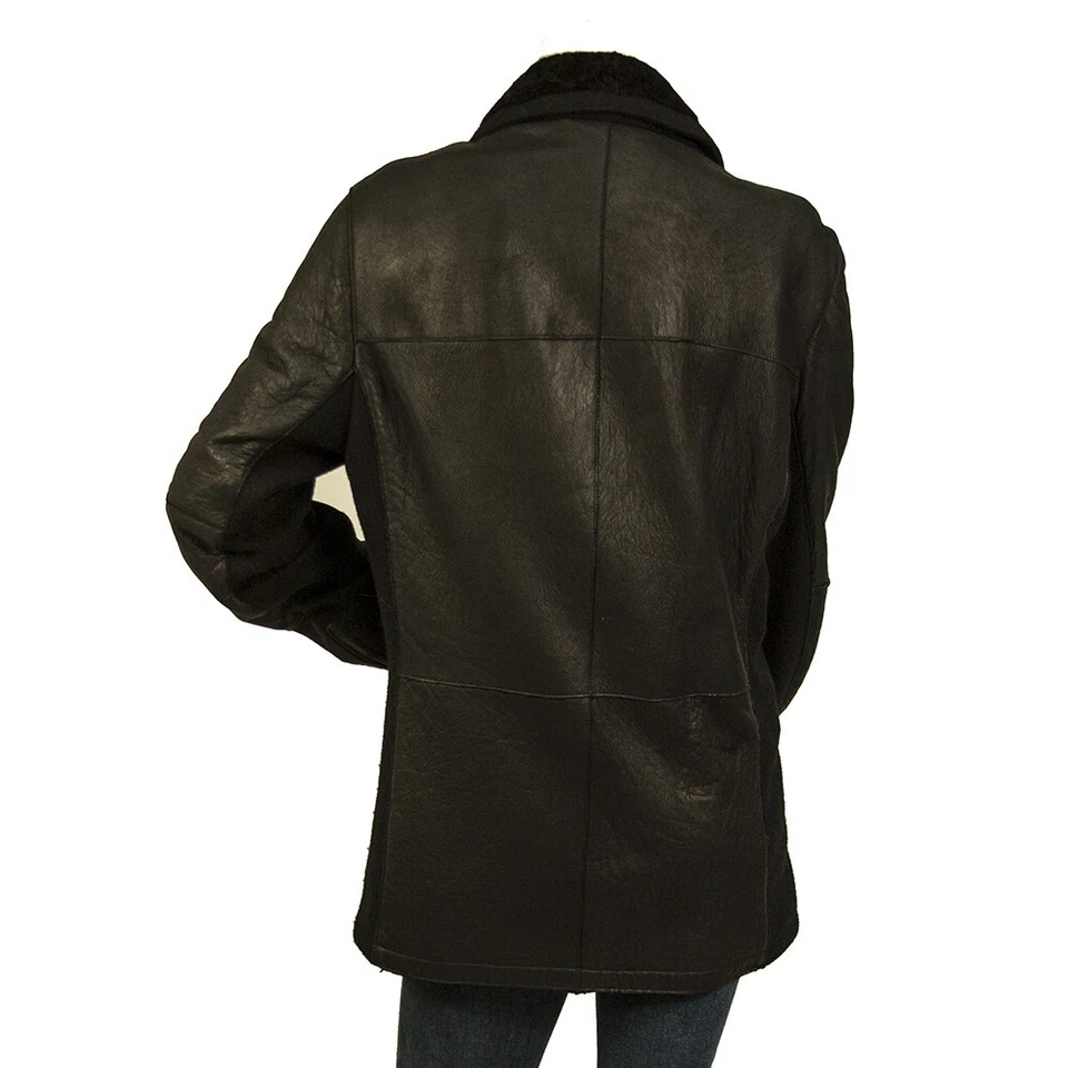 Abrigo Chaqueta Roberto Cavalli Negro Piel Genuina Cordero Cremallera Talla 48 Foto 2 de 4