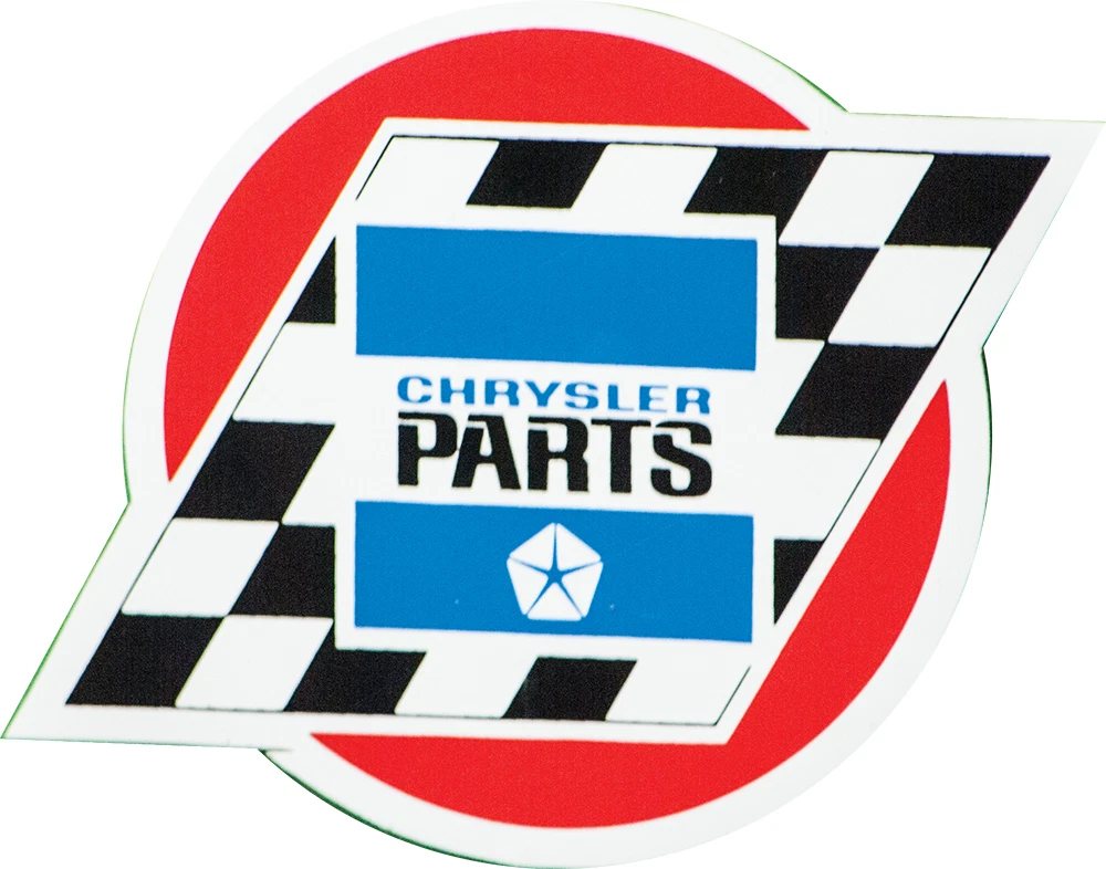 Checkered Flag Chrysler Parts Red White Blue Sticker Decal Adhesive on Back