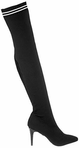 Баффало Лондон -бутс Обен Аль Кни из Стофф эластичной ткани Шварц