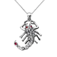 Sterling Silver Cubic Zirconia Scorpion Pendant Necklace