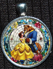 Beauty Beast Belle Disney WDW Princess Silver Jewelry Pendant Necklace