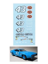 Richard Petty #43 Plymouth 1967-72 1/64 scale decal AFX Tyco Autoworld Lfelike