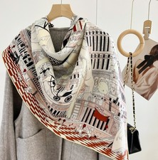 2 Face Large Wrap 70 Cashmere 30 Silk Scarf Women Square Shawl 53"