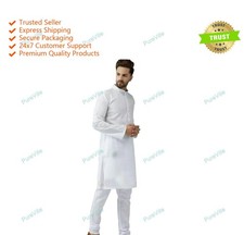 Designer Kurta Full Sleeve Cotton Shirt Ethnic Mens Long Pathani Kurta