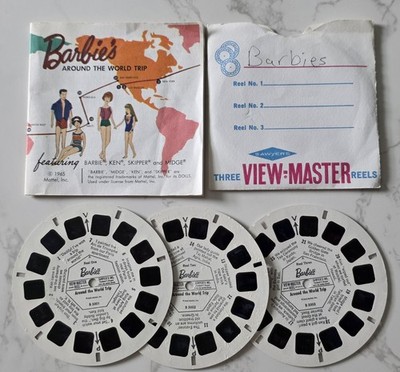 1965 Barbie Around The World Trip View Master Slide 3 Reel Set w/ Book Mattel
