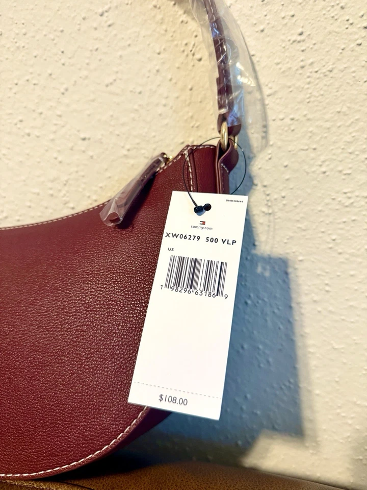 Совершенно новый Tommy Hilfiger Crescent Hobo сумка в Rouge с ярлыком - Изображение 3 из 4