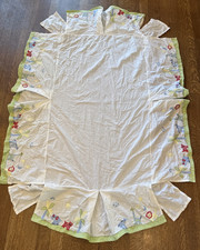 Pottery Barn Kids Crib Skirt Jungle Zoo Animals White Green Bedding Dust Ruffle