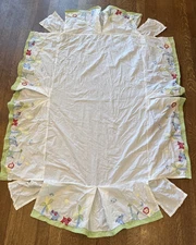 Pottery Barn Kids Crib Skirt Jungle Zoo Animals White Green Bedding Dust Ruffle