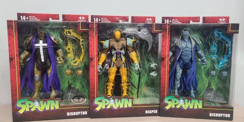 3 pc Spawn 7 in Scale Action Figure Disruptor, Platinum Edition, & Reaper Bundle
