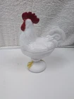 Vintage Westmoreland Milk Glass Standing Rooster Candy Dish Painted Comb & Feet