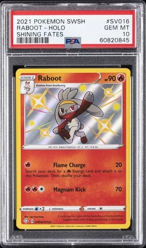 2021 POKEMON SWORD & SHIELD SHINING FATES #SV016 RABOOT-HOLO PSA 10