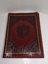 Tooled Embossed Red Leather Coat Of Arms Book Cover Firenze Italy 10.5”x 7.5” 
