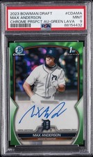 2023 BOWMAN DRAFT CHROME PRSPCT AUTO GREEN LAVA #CDAMA MAX ANDERSON 99/99 PSA 9