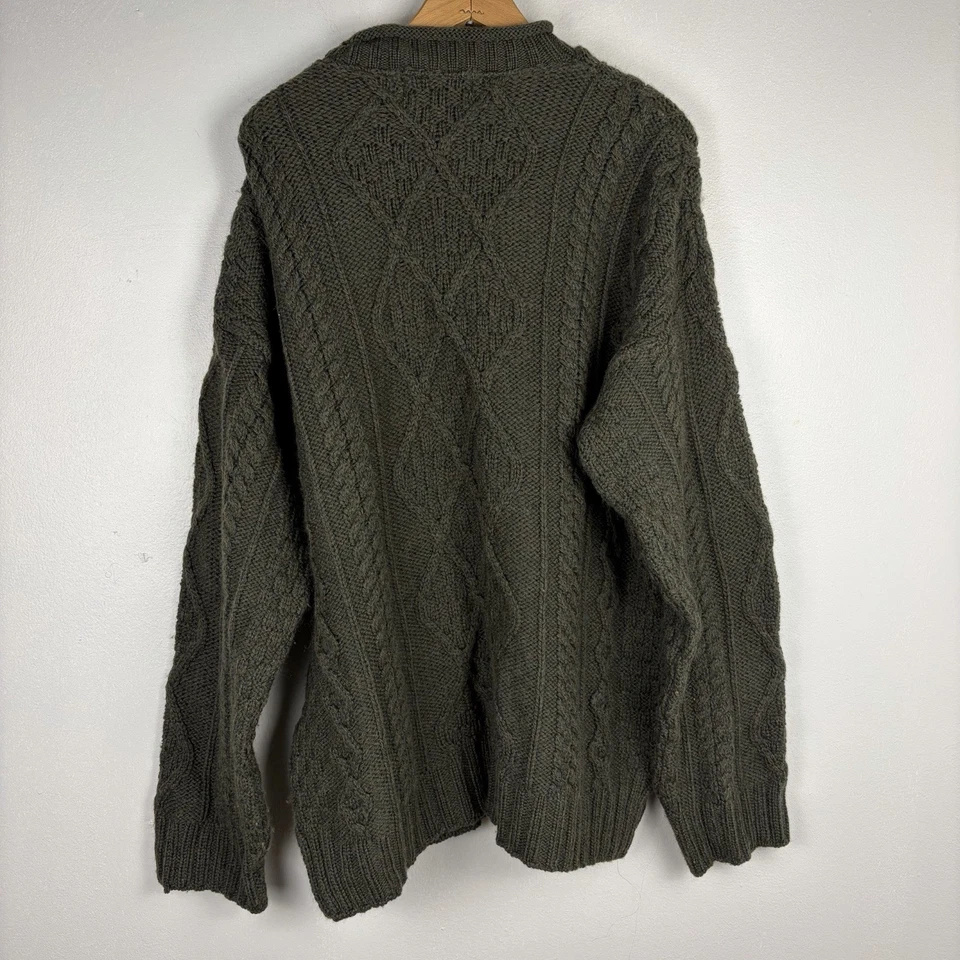 Aran Crafts Sweater Cable Knit Green Roll Neck Men's Large Wool Irish Fisherman  - Image 3 of 3