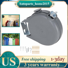 49 Feet Retracting Clothes Line W/ Wall Mount Hang The Wet Dry Clothing Laundry