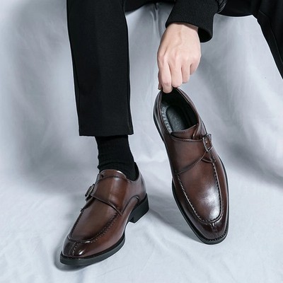  Business Cowhide Big Head Shoes Casual British Leather Shoes Men's Dress Shoes 