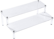 Acrylic Clear 2-Tier Riser Display Shelf for Figures, Desserts Holder, Collectio