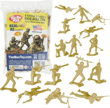 Timmee Plastic Army Men - Tan 48Pc Toy Soldier Figures - Made in USA
